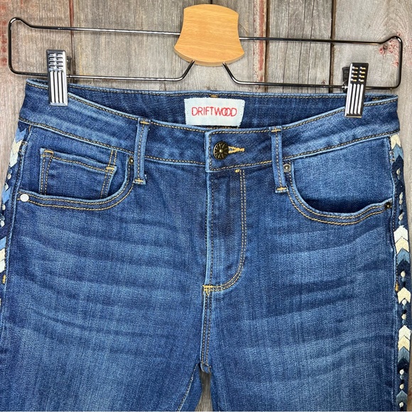 Driftwood Jackie Chevron Embroidered Skinny Jeans sz 26 - Picture 5 of 14